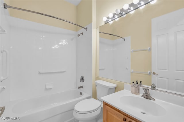 full bathroom with vanity, toilet, and tub / shower combination