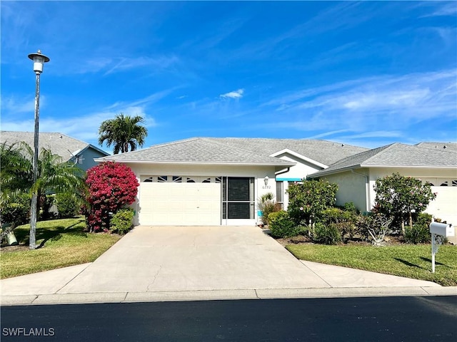 view of front of home with a garage and a front yard