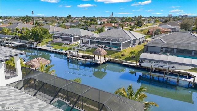 exterior space with a water view