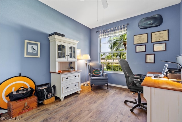 office featuring hardwood / wood-style floors