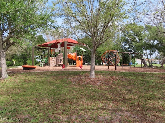 view of yard featuring a playground