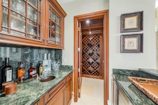 wine room with indoor wet bar