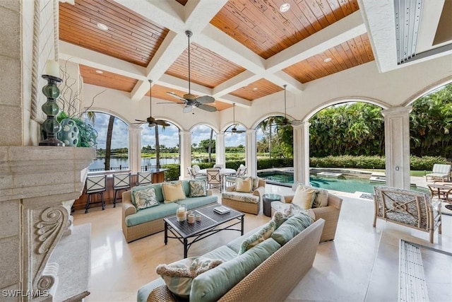 view of patio / terrace with an outdoor hangout area and ceiling fan