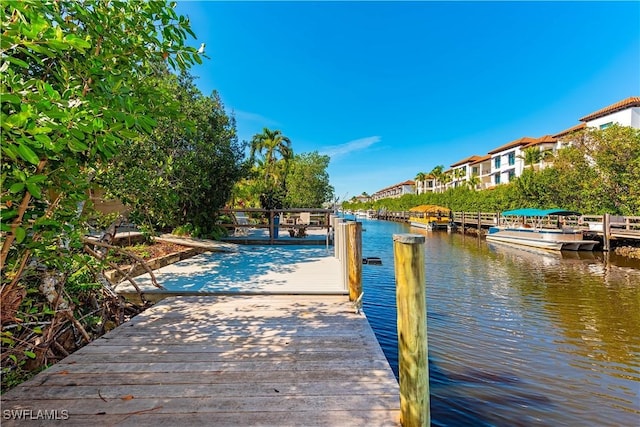 dock area featuring a water view