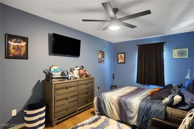 3507 SW 15th Ave, Cape Coral, FL 33914 - bedroom with light wood-style flooring and a ceiling fan