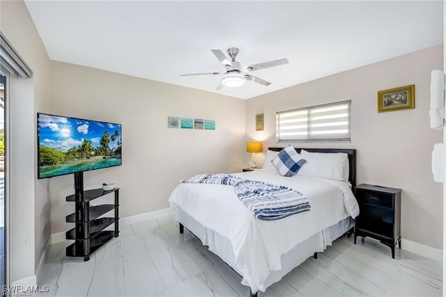 bedroom featuring ceiling fan