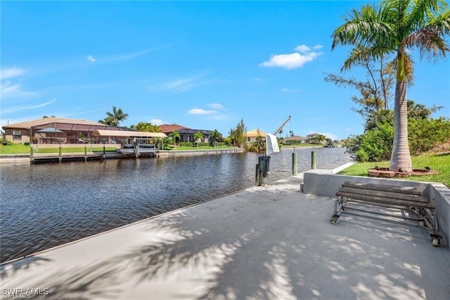 view of dock featuring a water view