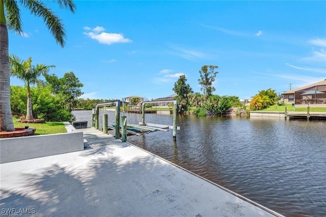 view of dock featuring a water view