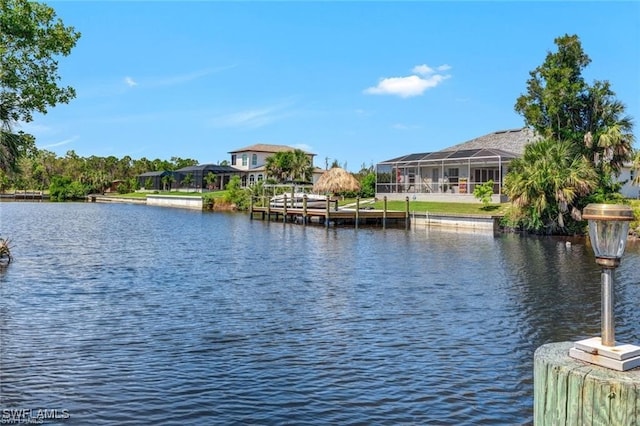 water view with a boat dock