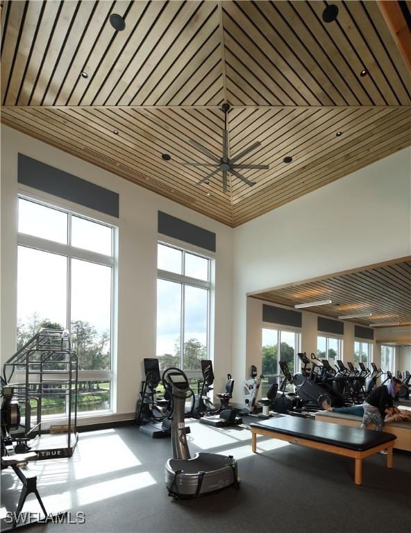 486 Edgemere Way E Unit 2-3, Naples, FL 34105 - exercise room with wood ceiling