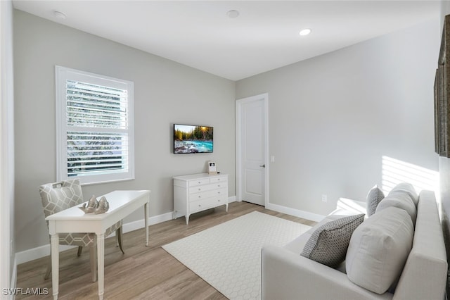 sitting room featuring light hardwood / wood-style floors