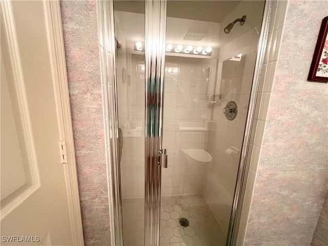 bathroom featuring walk in shower