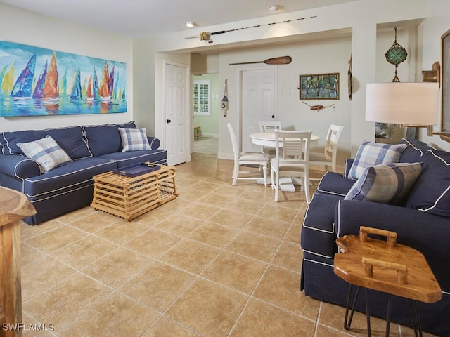 view of tiled living room