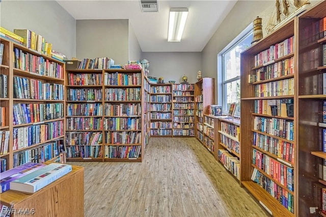 living area with light wood-type flooring