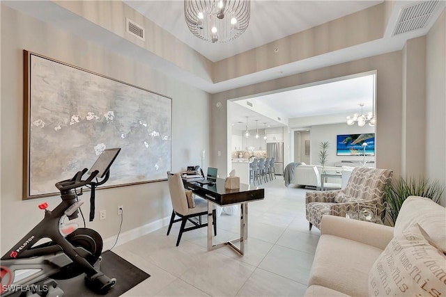 1111 Central Ave Unit 211, Naples, FL 34102 - tiled office with a chandelier