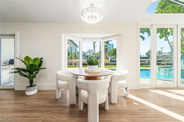 dining room with hardwood / wood-style floors