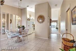 dining room with light tile patterned floors