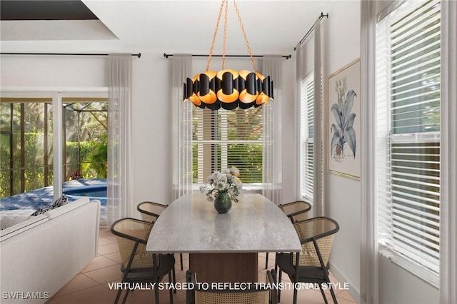 view of tiled dining room