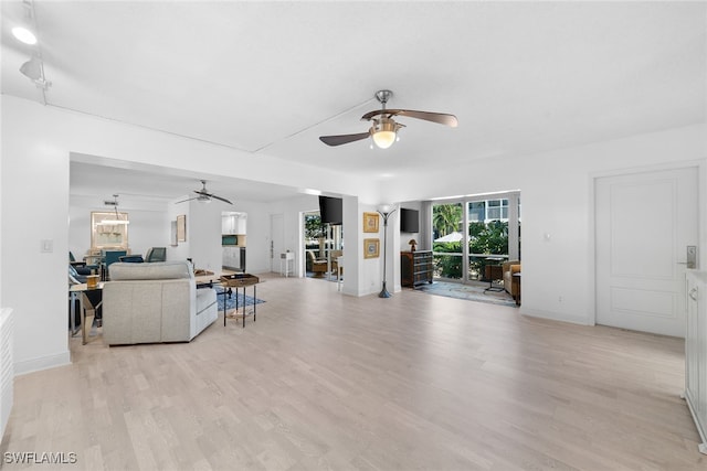 living room featuring light wood-type flooring