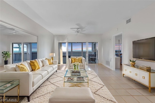 view of tiled living room