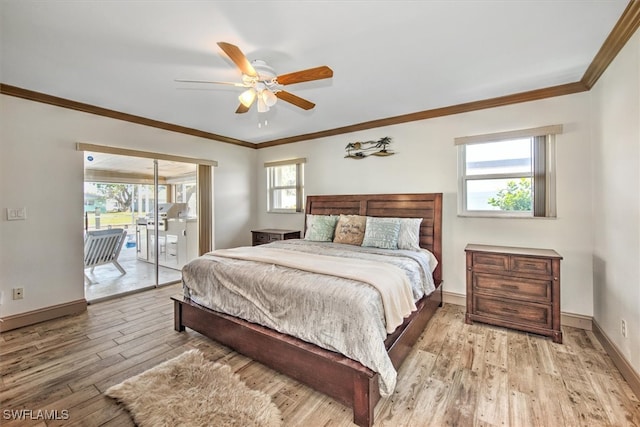 bedroom with multiple windows and light wood-type flooring