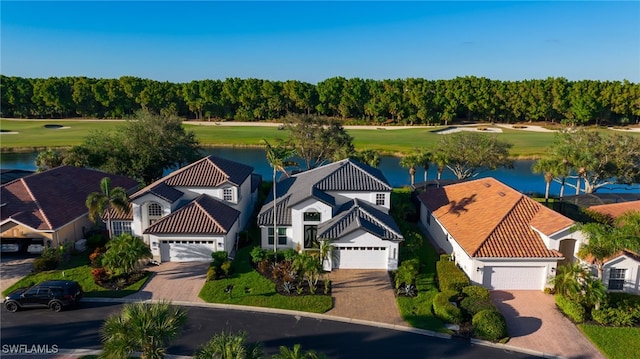 bird's eye view featuring a water view