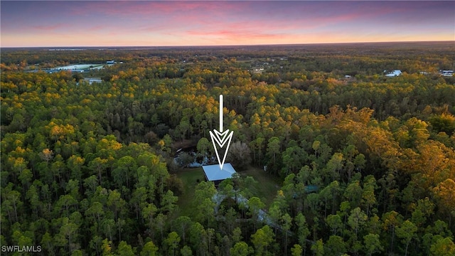 view of aerial view at dusk