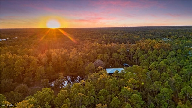 view of aerial view at dusk