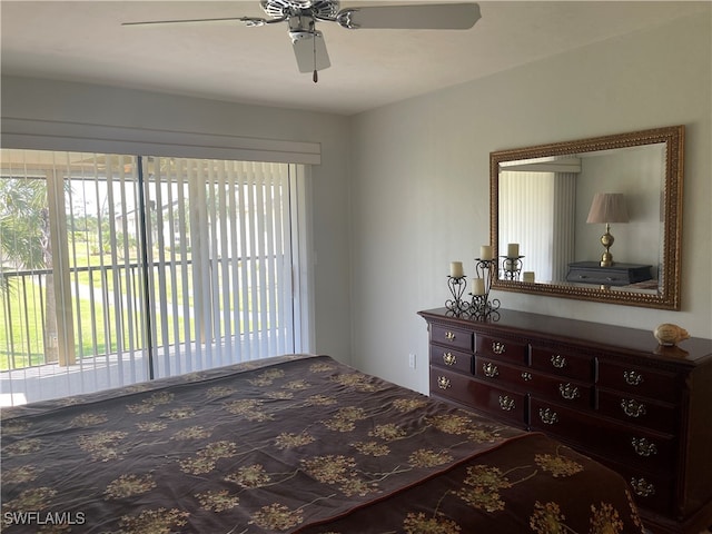 bedroom featuring ceiling fan