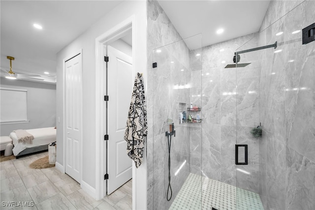 bathroom featuring an enclosed shower