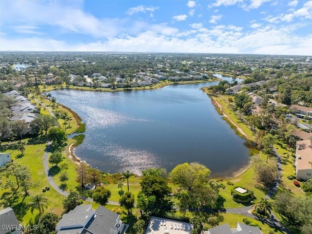 bird's eye view featuring a water view