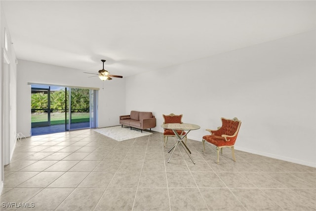 1101 Winding Pines Cir Unit 107, Cape Coral, FL 33909 - living area featuring a ceiling fan and light tile patterned floors