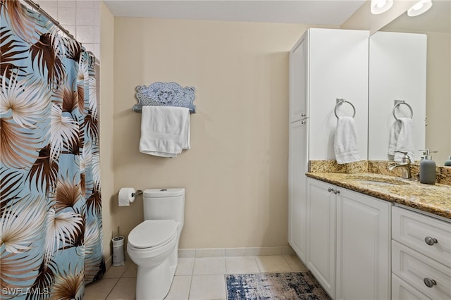 bathroom with tile patterned floors, vanity, and toilet