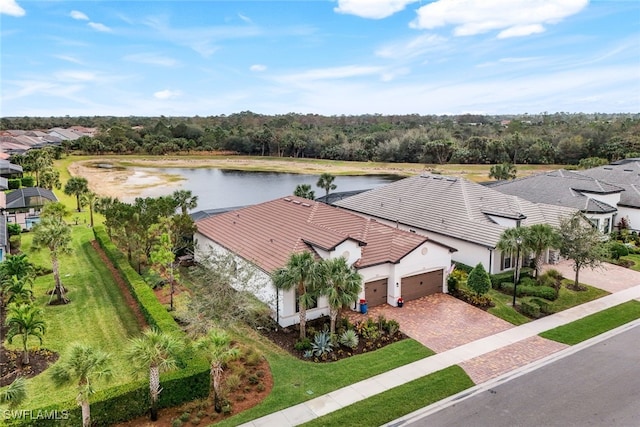 bird's eye view featuring a water view