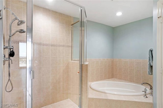 bathroom with plus walk in shower