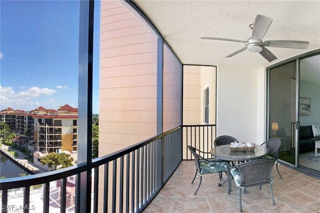 balcony with ceiling fan