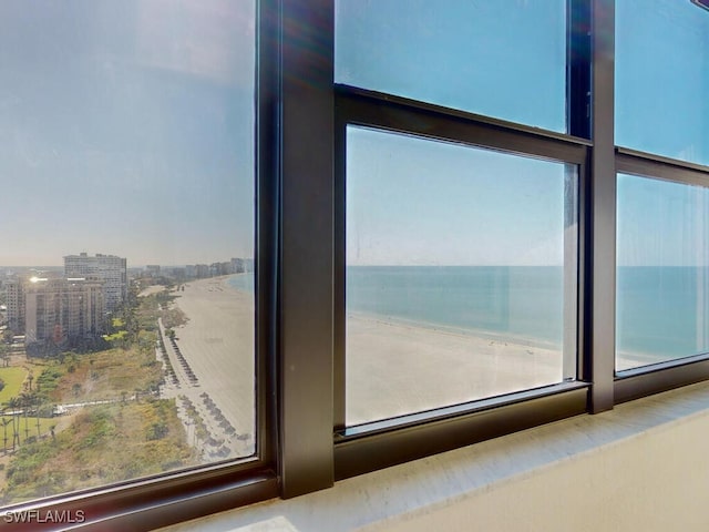 view of water feature with a view of the beach