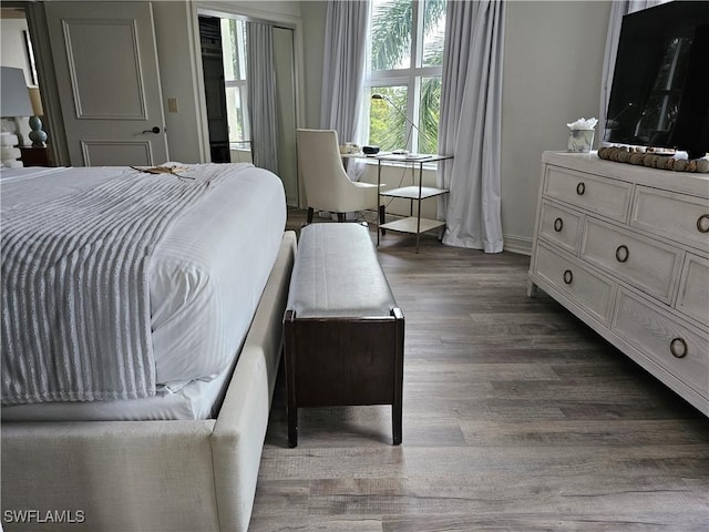 bedroom featuring dark wood-type flooring