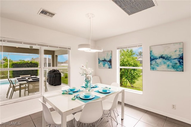 tiled dining area featuring plenty of natural light