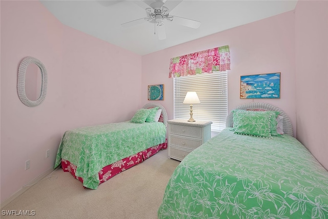 bedroom with carpet flooring and ceiling fan