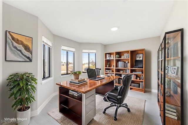 view of tiled home office