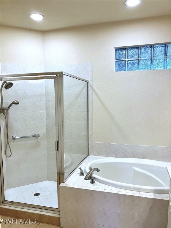 bathroom with plus walk in shower