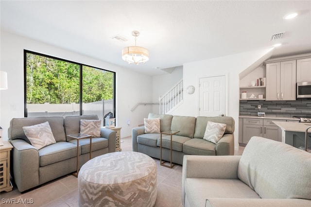 view of tiled living room