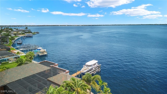 water view with a dock