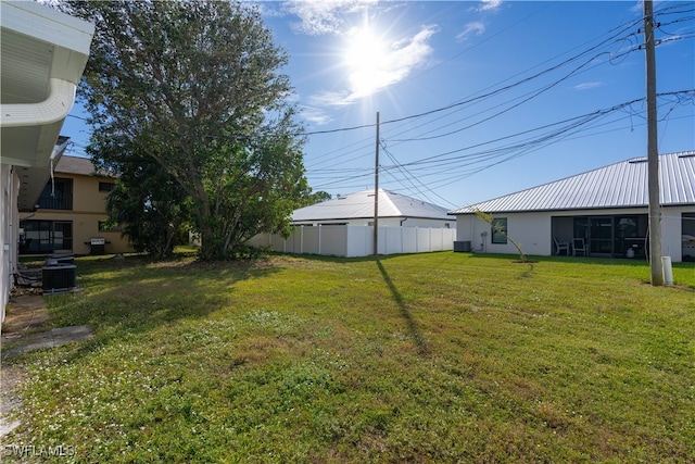 view of yard with central AC