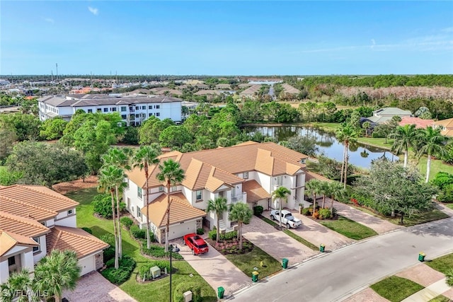 bird's eye view featuring a water view