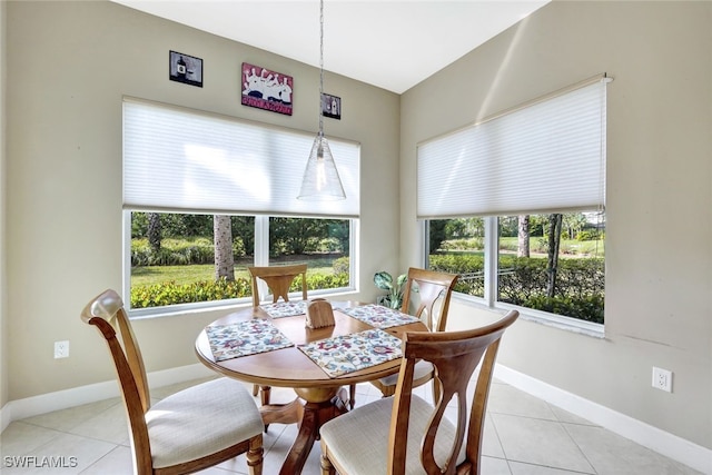 tiled dining room featuring a healthy amount of sunlight