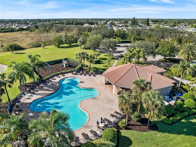 view of pool featuring a patio area