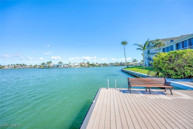 dock area featuring a water view