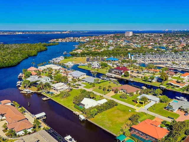 bird's eye view featuring a water view